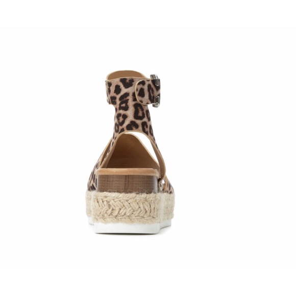 Soda Topic Platform Espadrille Wedge Cutout Heel Sandals Leopard Panther Cheetah - Picture 6 of 7